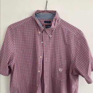 Chaps Red and Blue Men's Button Up Shirt
